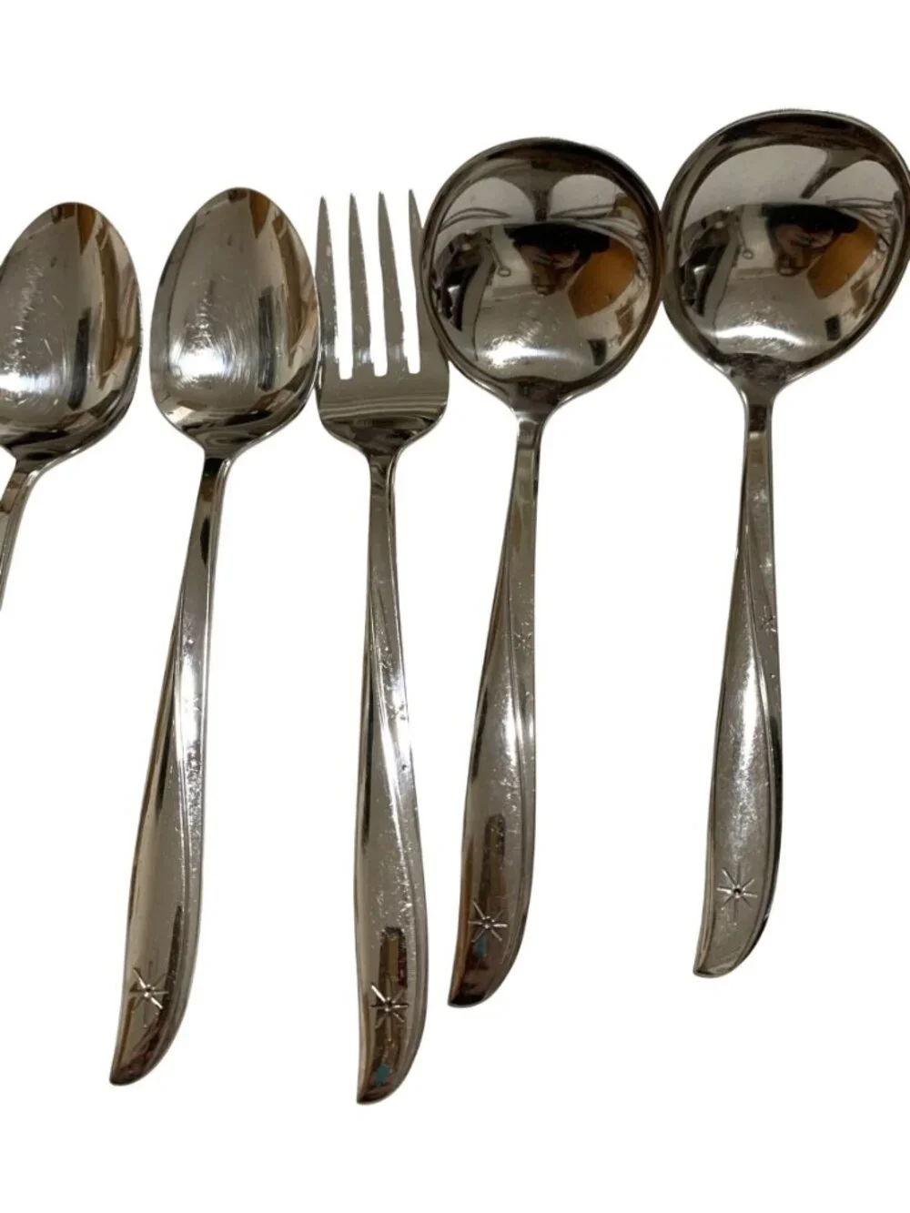 Oneida Community Stainless Serving Set Twin Star Atomic Starburst Pattern